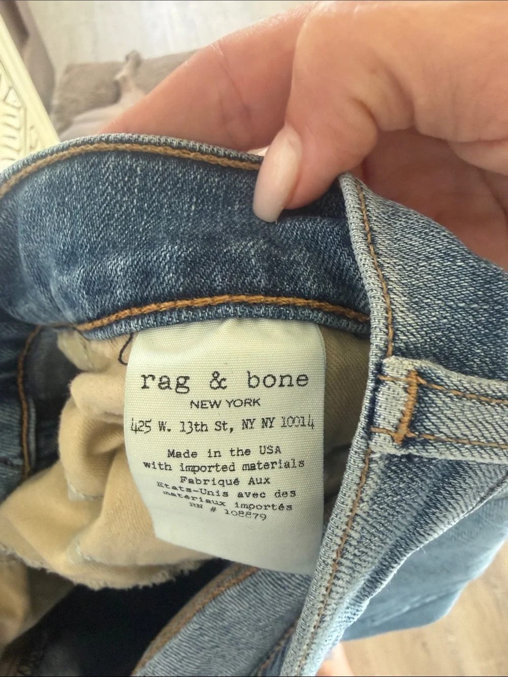 rag & bone Light Blue Distressed Straight-Leg Jeans